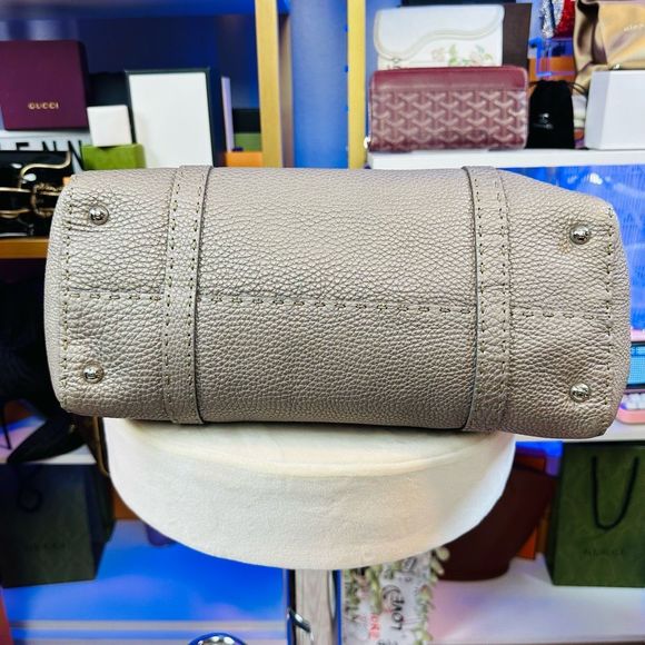 Fendi Selleria Silver Metallic Calf Skin Leather Linda Pebble Large Tote Hand Ba - Picture 7 of 14